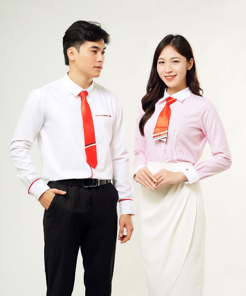 Đồng phục văn phòng áo sơ mi ngân hàng TECHCOMBANK dài tay