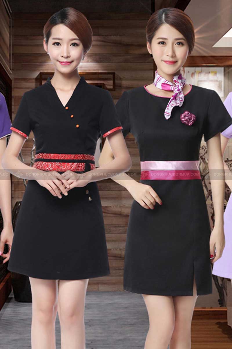 Áo đồng phục nhân viên Spa cổ tim