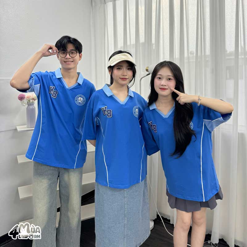 Áo lớp đồng phục Home Run oversize màu xanh ya