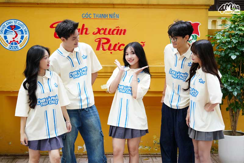 Áo lớp đồng phục Connect oversize màu be