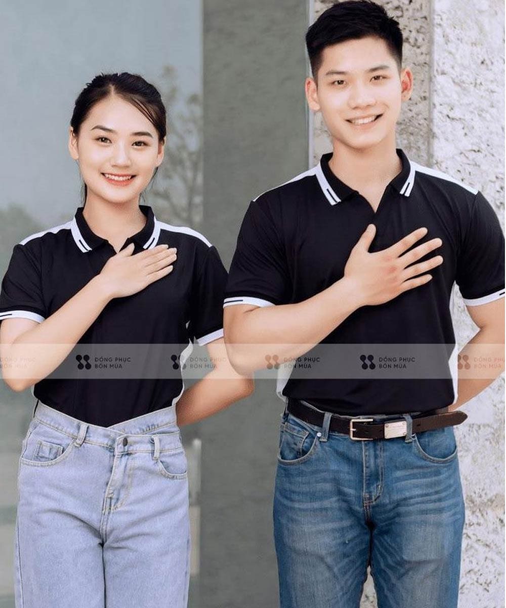Đồng phục áo phông AirTech màu đen phối trắng trẻ trung, lịch thiệp