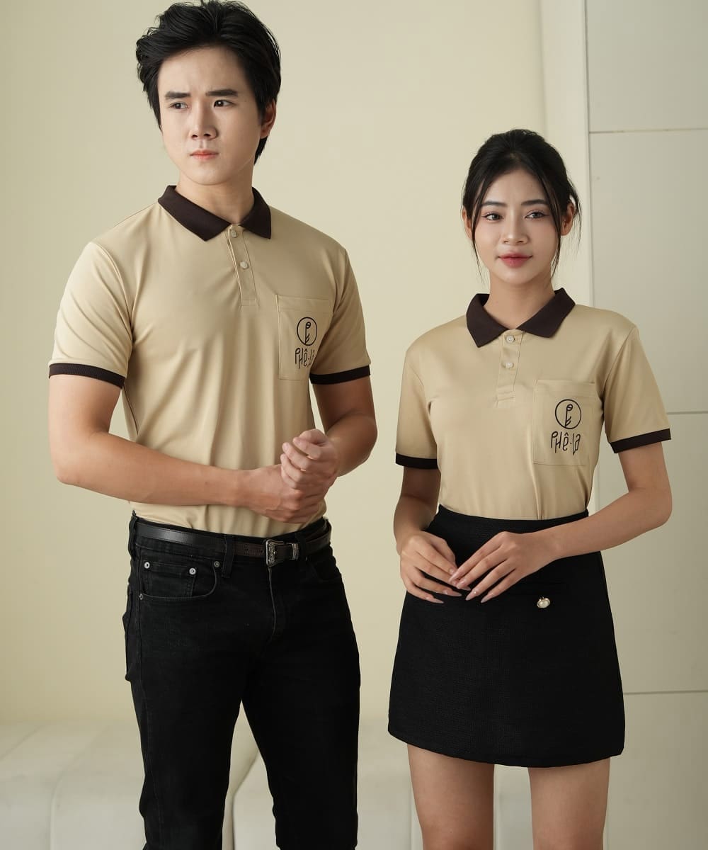 Áo thun có cổ đồng phục Phê La chất liệu thoáng mát